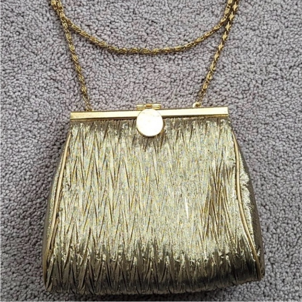 La Regale Gold and Silver Vintage Clutch/Shoulder Bag